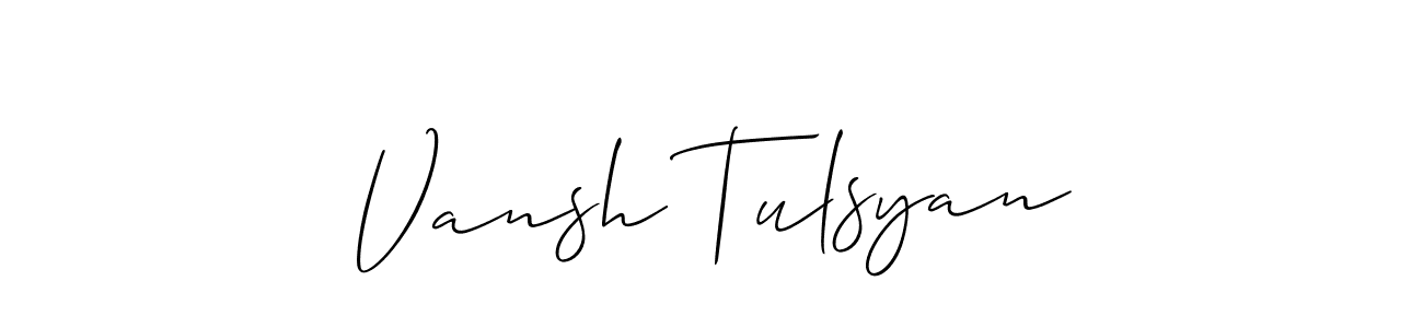 You should practise on your own different ways (Allison_Script) to write your name (Vansh Tulsyan) in signature. don't let someone else do it for you. Vansh Tulsyan signature style 2 images and pictures png