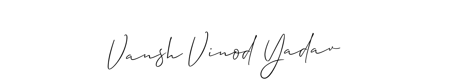 You should practise on your own different ways (Allison_Script) to write your name (Vansh Vinod Yadav) in signature. don't let someone else do it for you. Vansh Vinod Yadav signature style 2 images and pictures png