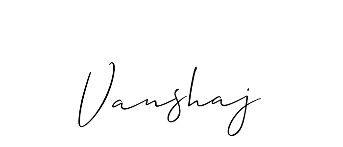 How to make Vanshaj signature? Allison_Script is a professional autograph style. Create handwritten signature for Vanshaj name. Vanshaj signature style 2 images and pictures png