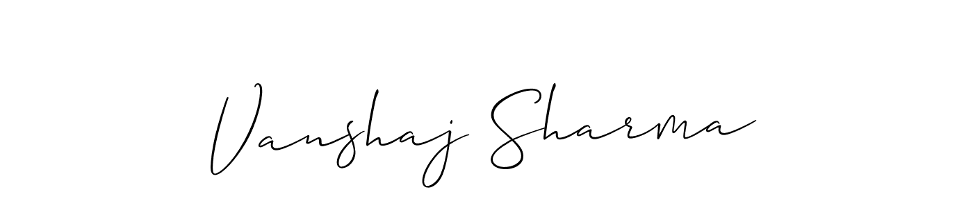 Use a signature maker to create a handwritten signature online. With this signature software, you can design (Allison_Script) your own signature for name Vanshaj Sharma. Vanshaj Sharma signature style 2 images and pictures png