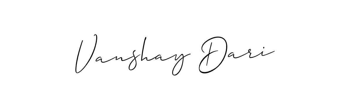 You should practise on your own different ways (Allison_Script) to write your name (Vanshay Dari) in signature. don't let someone else do it for you. Vanshay Dari signature style 2 images and pictures png