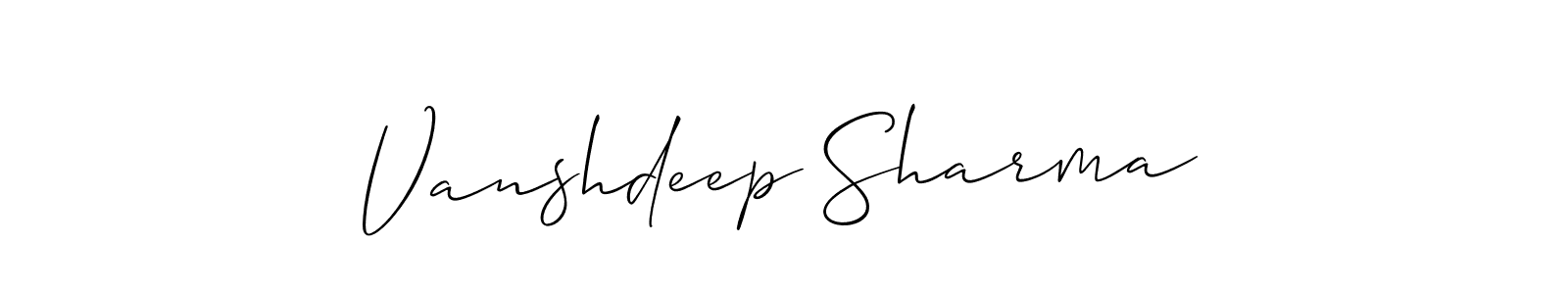 How to make Vanshdeep Sharma name signature. Use Allison_Script style for creating short signs online. This is the latest handwritten sign. Vanshdeep Sharma signature style 2 images and pictures png