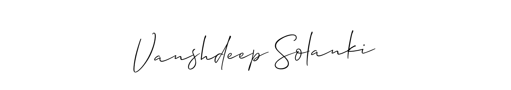 Make a beautiful signature design for name Vanshdeep Solanki. With this signature (Allison_Script) style, you can create a handwritten signature for free. Vanshdeep Solanki signature style 2 images and pictures png