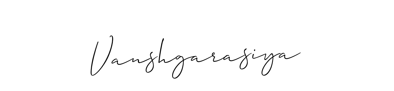 Make a beautiful signature design for name Vanshgarasiya. With this signature (Allison_Script) style, you can create a handwritten signature for free. Vanshgarasiya signature style 2 images and pictures png