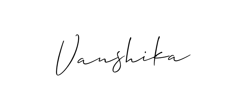 Create a beautiful signature design for name Vanshika. With this signature (Allison_Script) fonts, you can make a handwritten signature for free. Vanshika signature style 2 images and pictures png