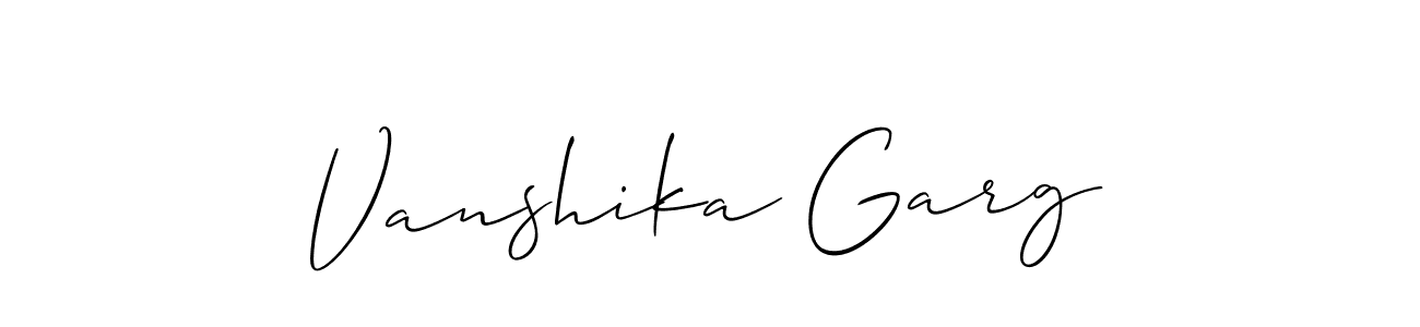 Use a signature maker to create a handwritten signature online. With this signature software, you can design (Allison_Script) your own signature for name Vanshika Garg. Vanshika Garg signature style 2 images and pictures png