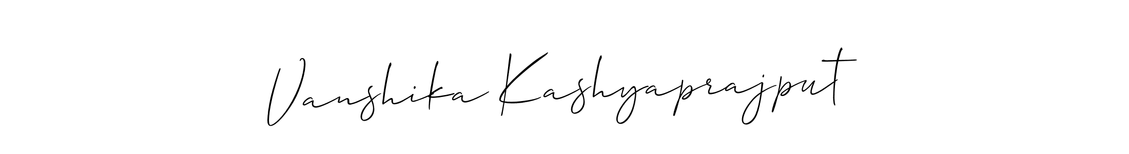 Design your own signature with our free online signature maker. With this signature software, you can create a handwritten (Allison_Script) signature for name Vanshika Kashyaprajput. Vanshika Kashyaprajput signature style 2 images and pictures png