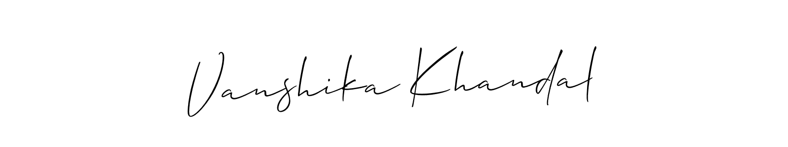 Vanshika Khandal stylish signature style. Best Handwritten Sign (Allison_Script) for my name. Handwritten Signature Collection Ideas for my name Vanshika Khandal. Vanshika Khandal signature style 2 images and pictures png