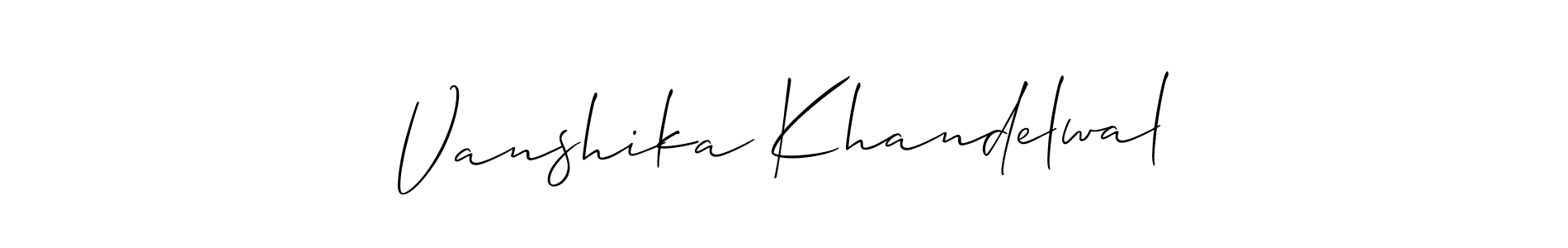 How to Draw Vanshika Khandelwal signature style? Allison_Script is a latest design signature styles for name Vanshika Khandelwal. Vanshika Khandelwal signature style 2 images and pictures png