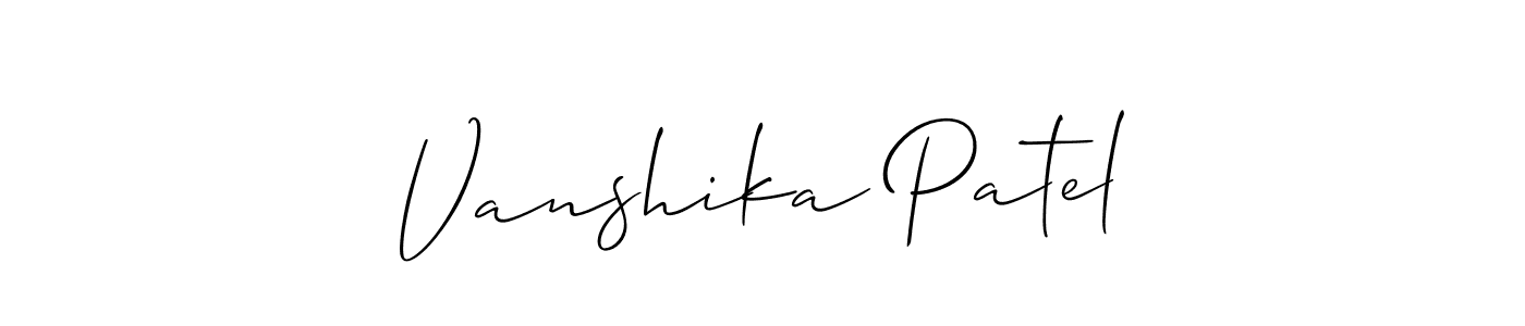 It looks lik you need a new signature style for name Vanshika Patel. Design unique handwritten (Allison_Script) signature with our free signature maker in just a few clicks. Vanshika Patel signature style 2 images and pictures png