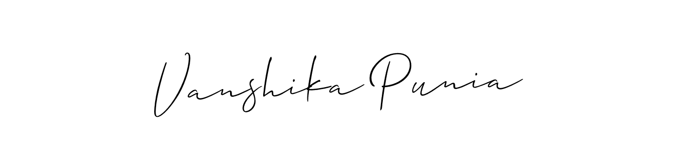 Vanshika Punia stylish signature style. Best Handwritten Sign (Allison_Script) for my name. Handwritten Signature Collection Ideas for my name Vanshika Punia. Vanshika Punia signature style 2 images and pictures png