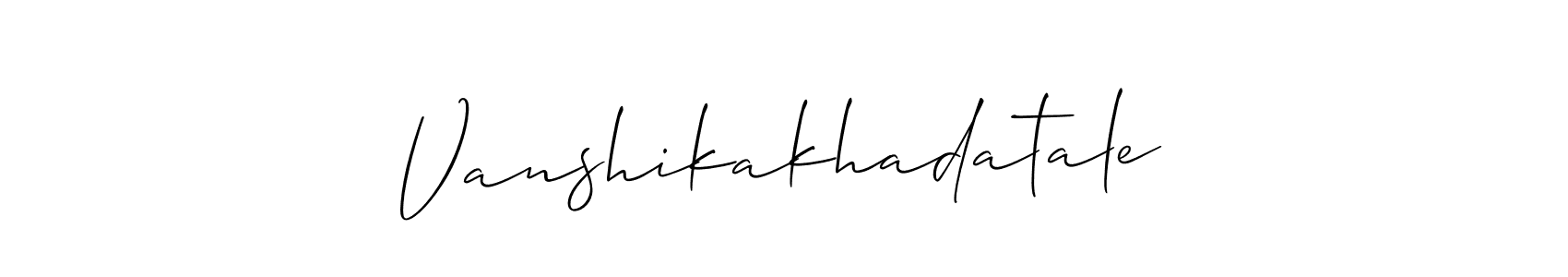 Use a signature maker to create a handwritten signature online. With this signature software, you can design (Allison_Script) your own signature for name Vanshikakhadatale. Vanshikakhadatale signature style 2 images and pictures png