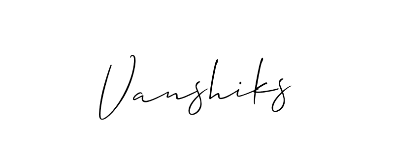 Design your own signature with our free online signature maker. With this signature software, you can create a handwritten (Allison_Script) signature for name Vanshiks. Vanshiks signature style 2 images and pictures png