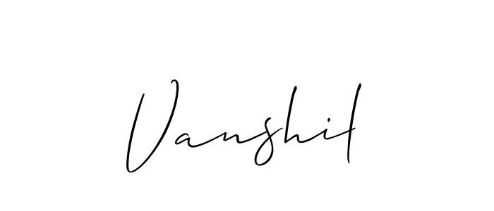 Best and Professional Signature Style for Vanshil. Allison_Script Best Signature Style Collection. Vanshil signature style 2 images and pictures png