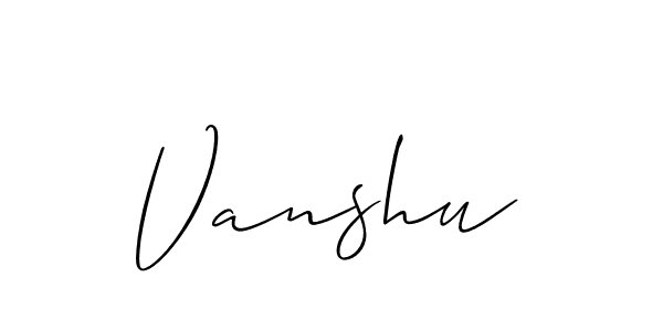 It looks lik you need a new signature style for name Vanshu. Design unique handwritten (Allison_Script) signature with our free signature maker in just a few clicks. Vanshu signature style 2 images and pictures png