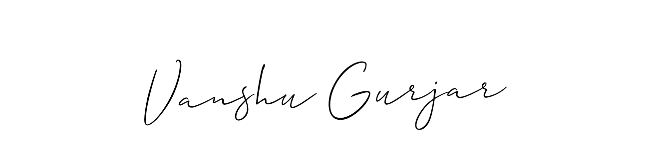 Allison_Script is a professional signature style that is perfect for those who want to add a touch of class to their signature. It is also a great choice for those who want to make their signature more unique. Get Vanshu Gurjar name to fancy signature for free. Vanshu Gurjar signature style 2 images and pictures png