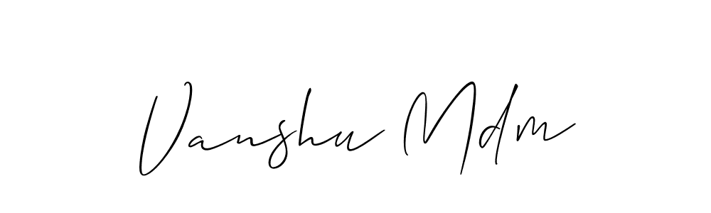 Vanshu Mdm stylish signature style. Best Handwritten Sign (Allison_Script) for my name. Handwritten Signature Collection Ideas for my name Vanshu Mdm. Vanshu Mdm signature style 2 images and pictures png