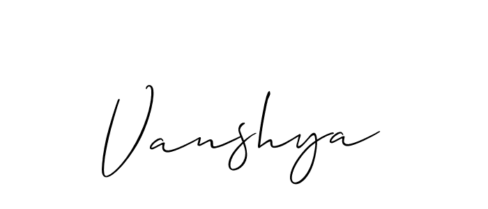 How to make Vanshya signature? Allison_Script is a professional autograph style. Create handwritten signature for Vanshya name. Vanshya signature style 2 images and pictures png