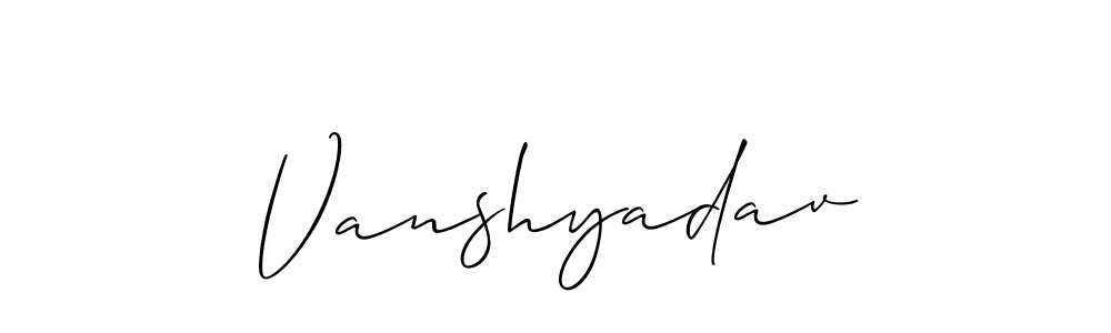 Make a beautiful signature design for name Vanshyadav. With this signature (Allison_Script) style, you can create a handwritten signature for free. Vanshyadav signature style 2 images and pictures png