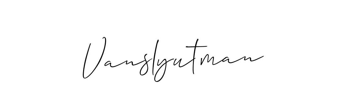 It looks lik you need a new signature style for name Vanslyutman. Design unique handwritten (Allison_Script) signature with our free signature maker in just a few clicks. Vanslyutman signature style 2 images and pictures png