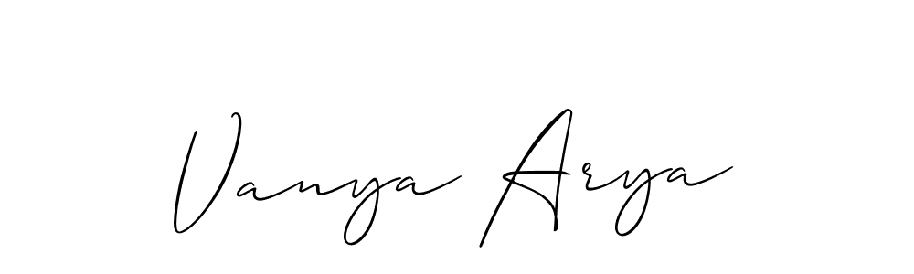 You should practise on your own different ways (Allison_Script) to write your name (Vanya Arya) in signature. don't let someone else do it for you. Vanya Arya signature style 2 images and pictures png