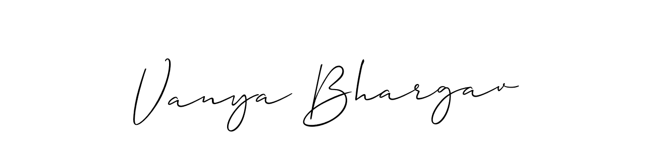 Make a beautiful signature design for name Vanya Bhargav. With this signature (Allison_Script) style, you can create a handwritten signature for free. Vanya Bhargav signature style 2 images and pictures png