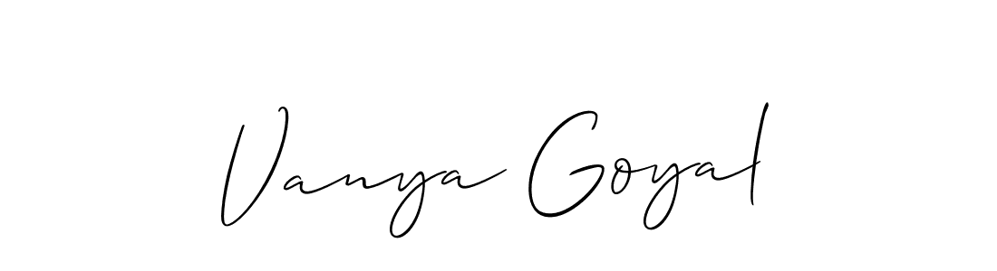 How to make Vanya Goyal name signature. Use Allison_Script style for creating short signs online. This is the latest handwritten sign. Vanya Goyal signature style 2 images and pictures png