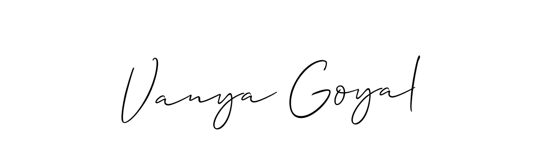 Make a beautiful signature design for name Vanya Goyal. With this signature (Allison_Script) style, you can create a handwritten signature for free. Vanya Goyal signature style 2 images and pictures png