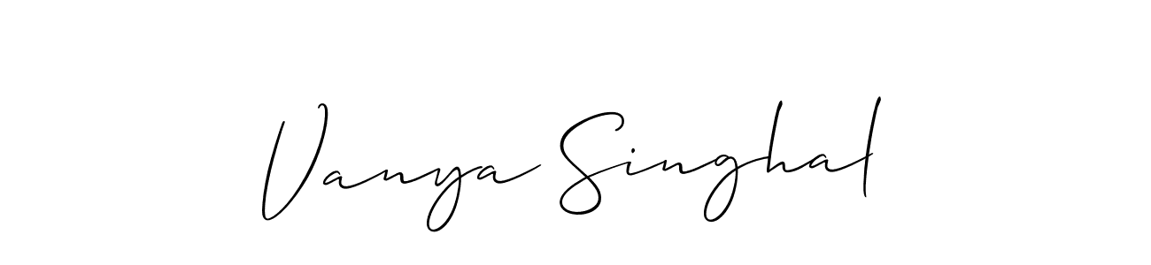 Make a beautiful signature design for name Vanya Singhal. With this signature (Allison_Script) style, you can create a handwritten signature for free. Vanya Singhal signature style 2 images and pictures png