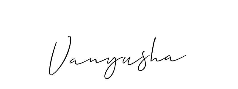 The best way (Allison_Script) to make a short signature is to pick only two or three words in your name. The name Vanyusha include a total of six letters. For converting this name. Vanyusha signature style 2 images and pictures png