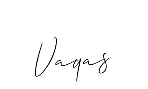 Make a beautiful signature design for name Vaqas. With this signature (Allison_Script) style, you can create a handwritten signature for free. Vaqas signature style 2 images and pictures png