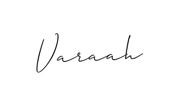 Create a beautiful signature design for name Varaah. With this signature (Allison_Script) fonts, you can make a handwritten signature for free. Varaah signature style 2 images and pictures png