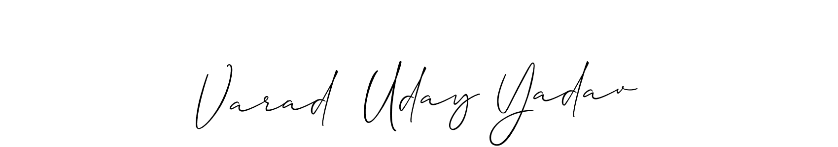 This is the best signature style for the Varad  Uday Yadav name. Also you like these signature font (Allison_Script). Mix name signature. Varad  Uday Yadav signature style 2 images and pictures png