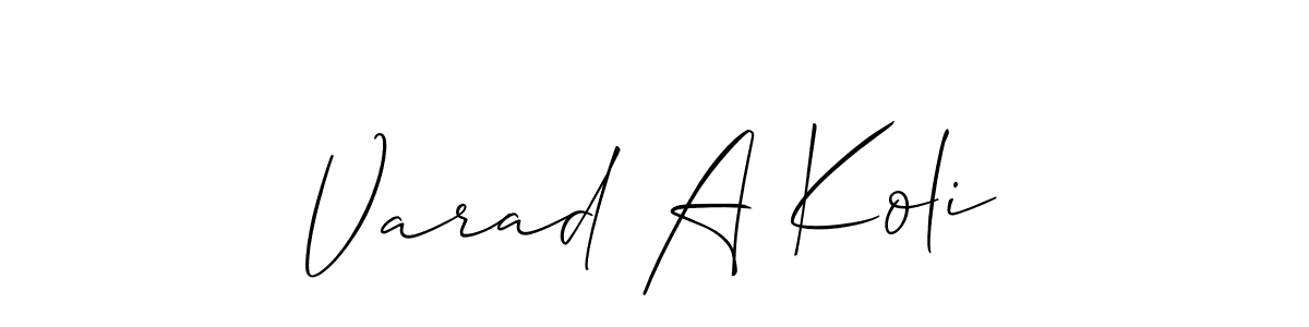 How to make Varad A Koli name signature. Use Allison_Script style for creating short signs online. This is the latest handwritten sign. Varad A Koli signature style 2 images and pictures png
