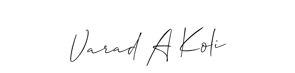 How to make Varad A Koli name signature. Use Allison_Script style for creating short signs online. This is the latest handwritten sign. Varad A Koli signature style 2 images and pictures png