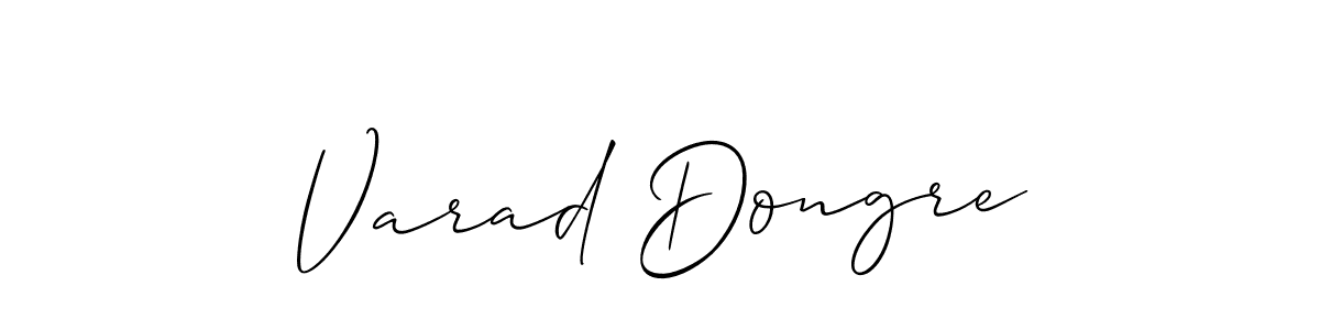 The best way (Allison_Script) to make a short signature is to pick only two or three words in your name. The name Varad Dongre include a total of six letters. For converting this name. Varad Dongre signature style 2 images and pictures png