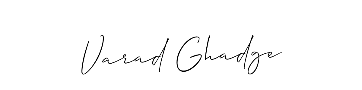 Allison_Script is a professional signature style that is perfect for those who want to add a touch of class to their signature. It is also a great choice for those who want to make their signature more unique. Get Varad Ghadge name to fancy signature for free. Varad Ghadge signature style 2 images and pictures png