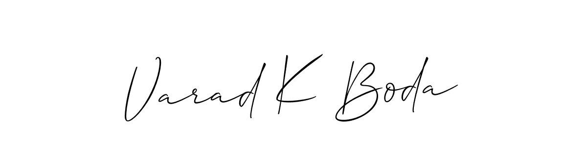 Design your own signature with our free online signature maker. With this signature software, you can create a handwritten (Allison_Script) signature for name Varad K Boda. Varad K Boda signature style 2 images and pictures png