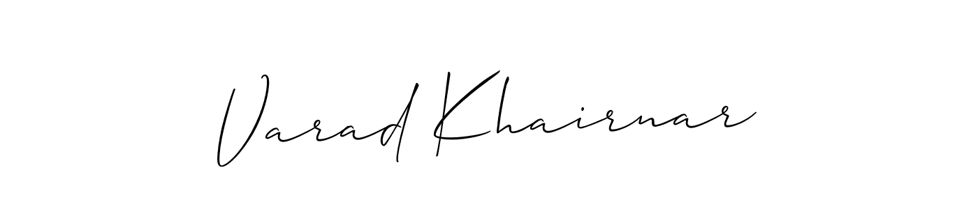 The best way (Allison_Script) to make a short signature is to pick only two or three words in your name. The name Varad Khairnar include a total of six letters. For converting this name. Varad Khairnar signature style 2 images and pictures png