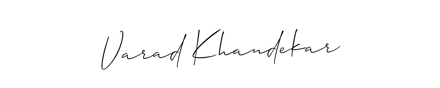 How to make Varad Khandekar name signature. Use Allison_Script style for creating short signs online. This is the latest handwritten sign. Varad Khandekar signature style 2 images and pictures png