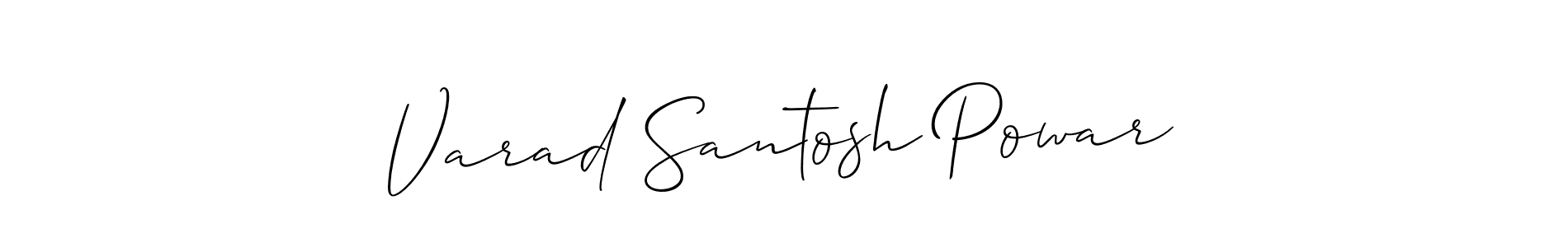 The best way (Allison_Script) to make a short signature is to pick only two or three words in your name. The name Varad Santosh Powar include a total of six letters. For converting this name. Varad Santosh Powar signature style 2 images and pictures png