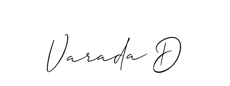 Use a signature maker to create a handwritten signature online. With this signature software, you can design (Allison_Script) your own signature for name Varada D. Varada D signature style 2 images and pictures png