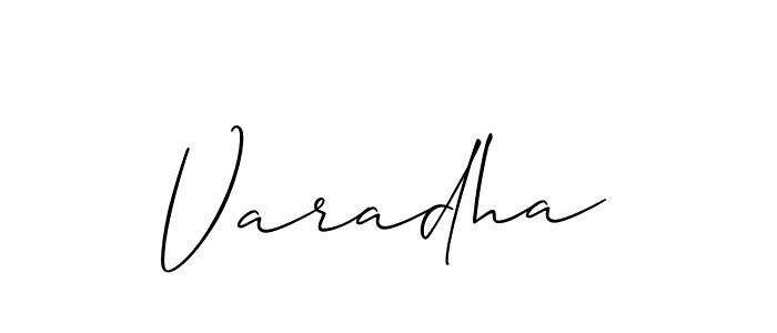 How to make Varadha signature? Allison_Script is a professional autograph style. Create handwritten signature for Varadha name. Varadha signature style 2 images and pictures png