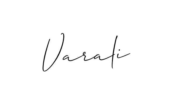 Use a signature maker to create a handwritten signature online. With this signature software, you can design (Allison_Script) your own signature for name Varali. Varali signature style 2 images and pictures png