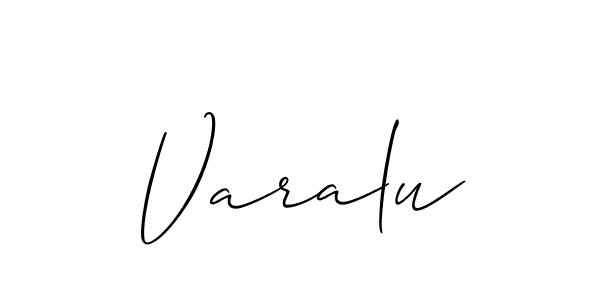 Allison_Script is a professional signature style that is perfect for those who want to add a touch of class to their signature. It is also a great choice for those who want to make their signature more unique. Get Varalu name to fancy signature for free. Varalu signature style 2 images and pictures png