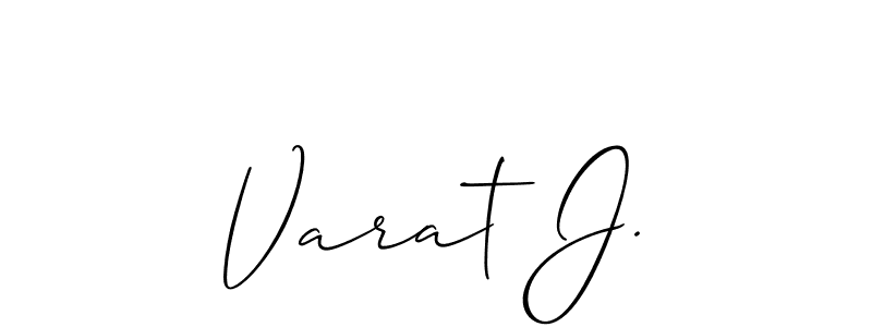 How to make Varat J. name signature. Use Allison_Script style for creating short signs online. This is the latest handwritten sign. Varat J. signature style 2 images and pictures png