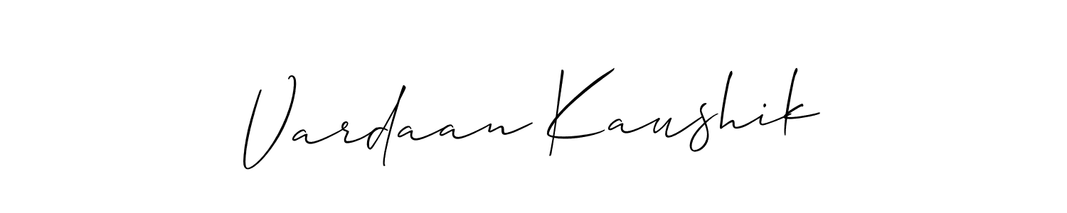 This is the best signature style for the Vardaan Kaushik name. Also you like these signature font (Allison_Script). Mix name signature. Vardaan Kaushik signature style 2 images and pictures png