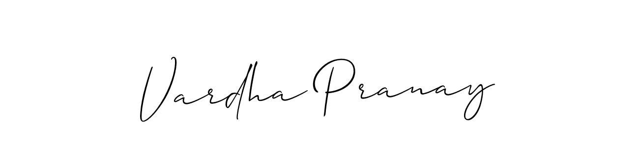 Make a beautiful signature design for name Vardha Pranay. With this signature (Allison_Script) style, you can create a handwritten signature for free. Vardha Pranay signature style 2 images and pictures png