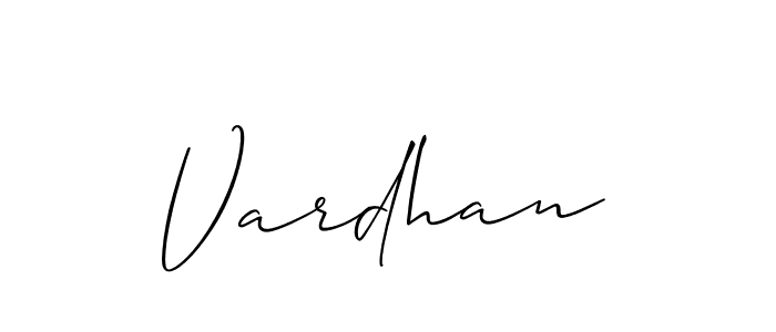 Make a beautiful signature design for name Vardhan. With this signature (Allison_Script) style, you can create a handwritten signature for free. Vardhan signature style 2 images and pictures png