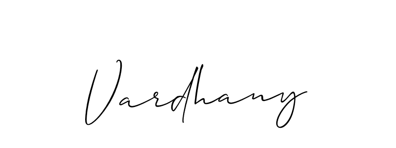 Make a beautiful signature design for name Vardhany. With this signature (Allison_Script) style, you can create a handwritten signature for free. Vardhany signature style 2 images and pictures png